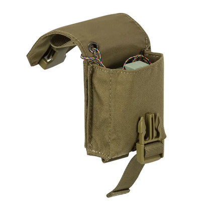 Olive drab Helikon-Tex Compass Survival Pouch with adjustable strap and pockets for gear