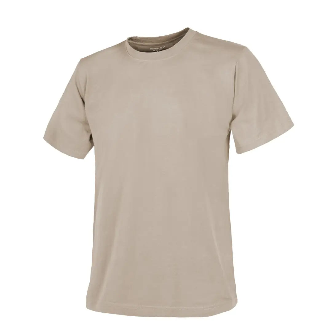 Beige short-sleeved crew neck Helikon-Tex Cotton T-Shirt for country clothing and outdoors