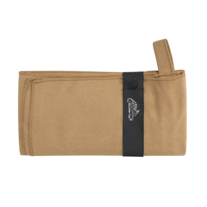 Tan fabric wallet with black strap, perfect for your Helikon-Tex Field Towel while hunting