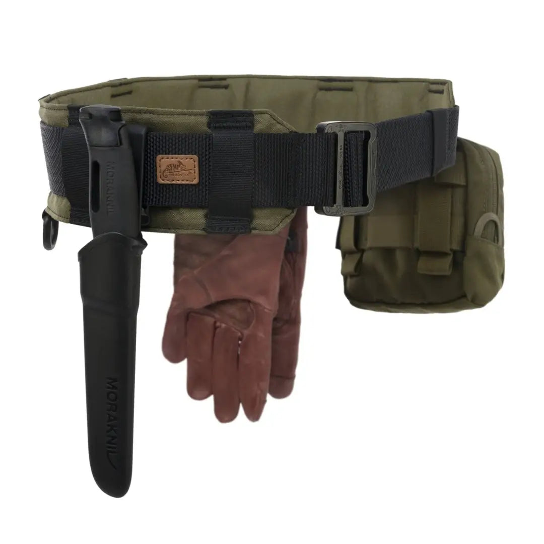 Tactical utility belt with pouches and gloves, perfect for the Helikon-Tex Forester Bushcraft