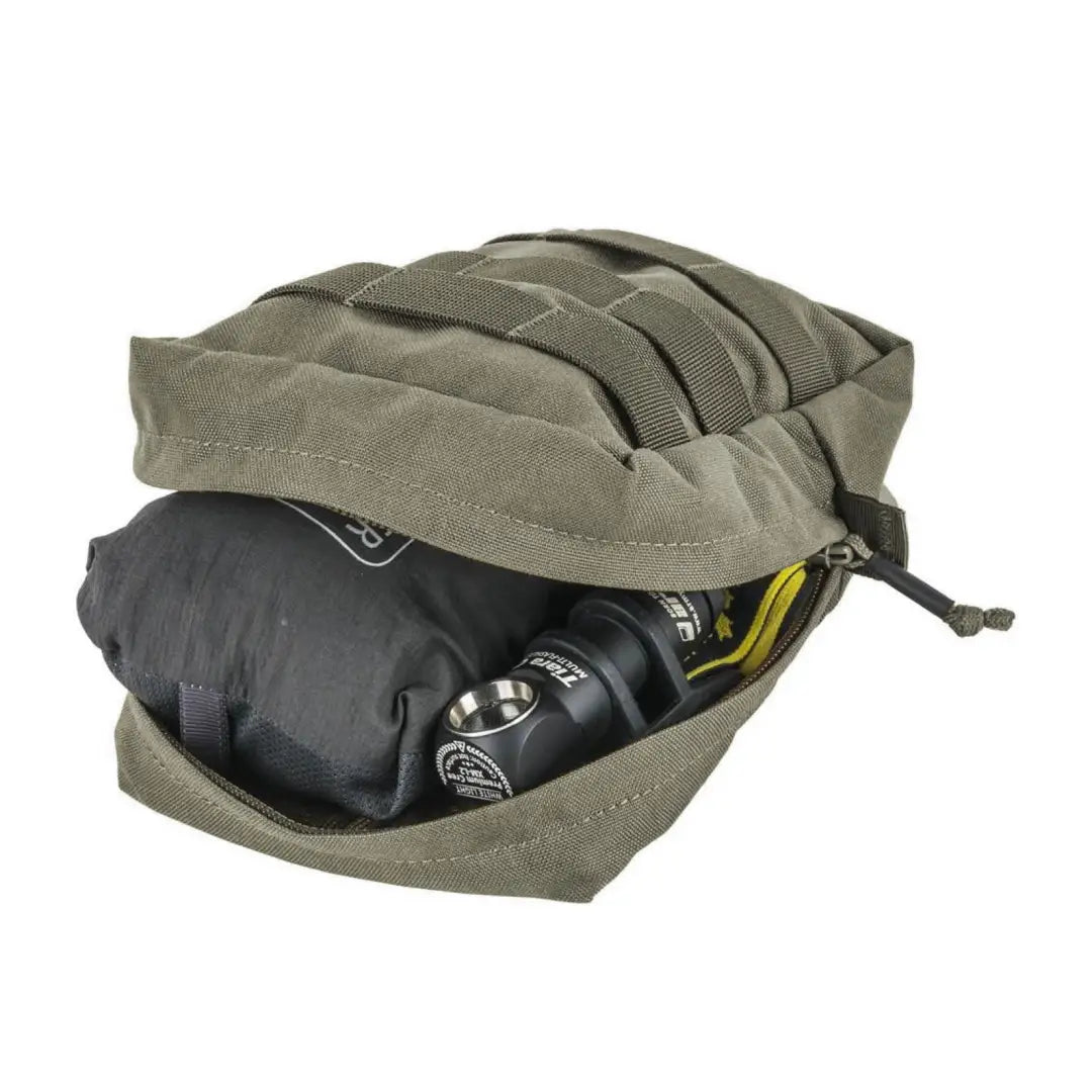 Military-style utility pouch holding a gas mask, ideal for general purpose Cordura use