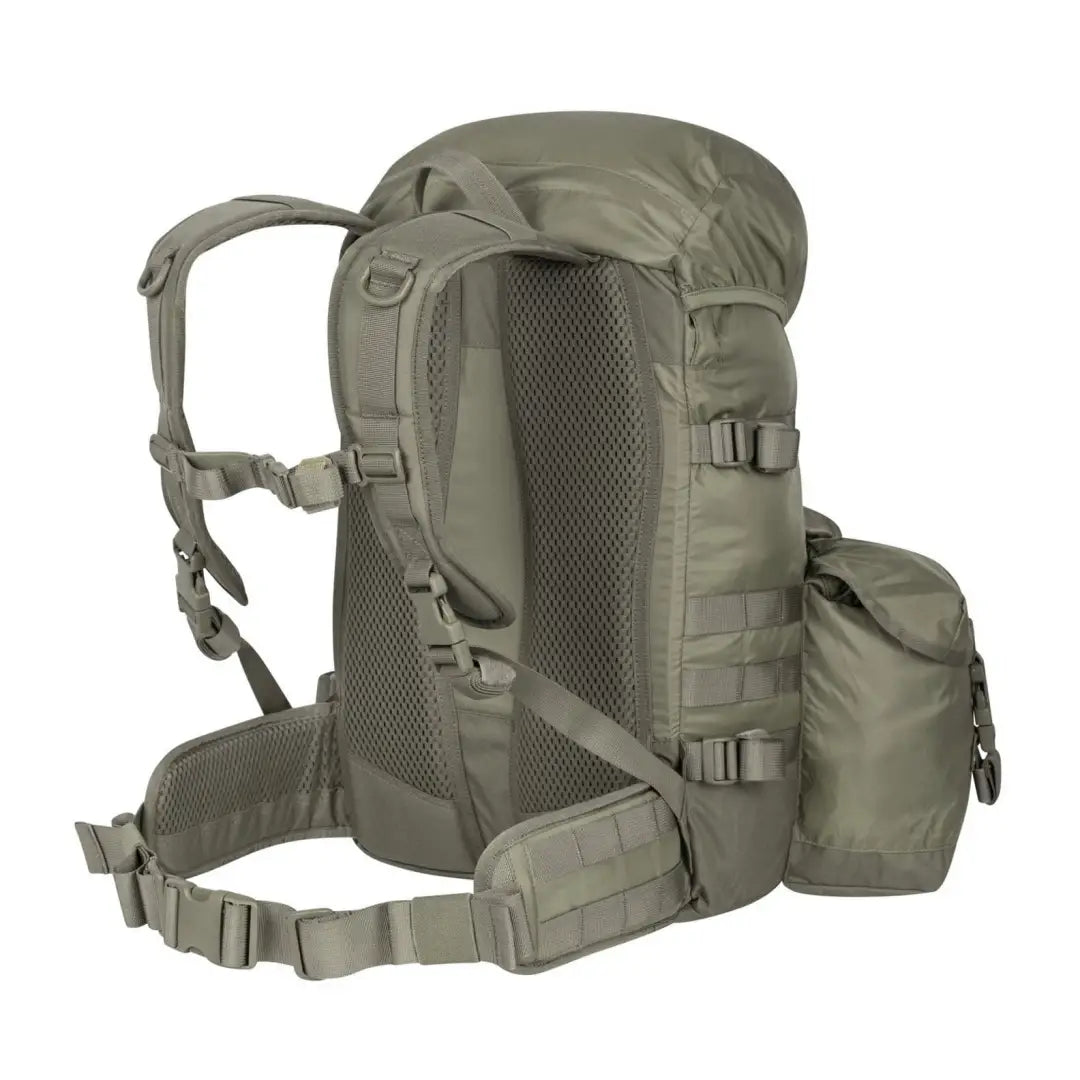 Olive green Helikon-Tex Matilda Backpack with compartments and drawstring sleeve to protect contents