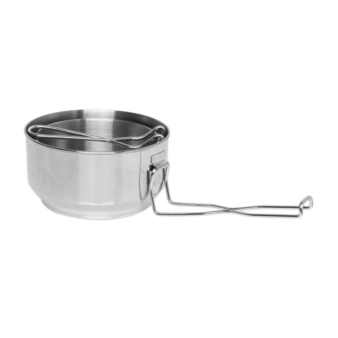 Stainless steel Helikon-Tex Mess Tin with a folding handle for camping and outdoor adventures