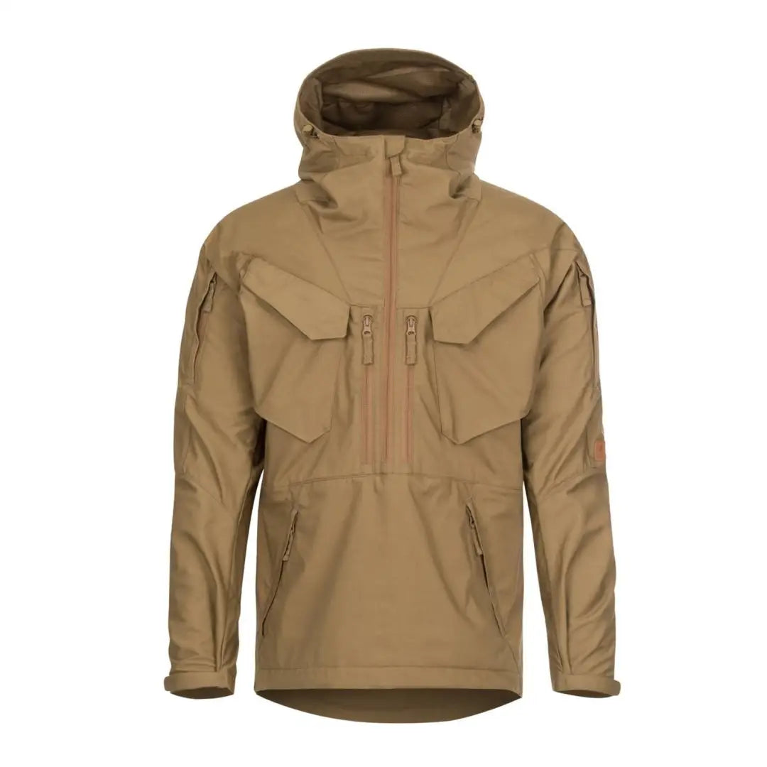 Tan Helikon-Tex Pilgrim Anorak Jacket perfect for demanding outdoor activities and changing weather