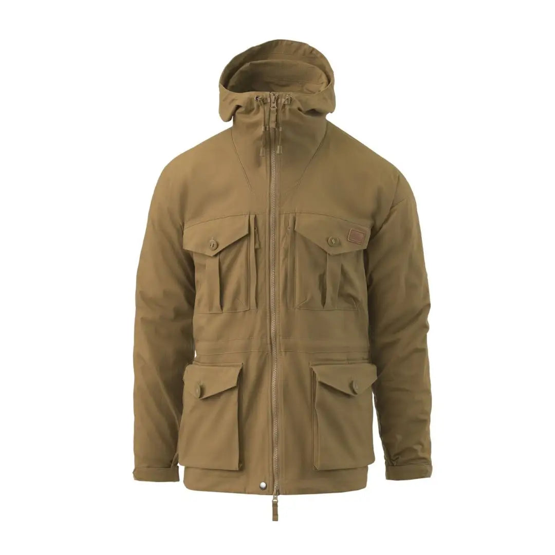 Tan Helikon-Tex SAS Duracanvas Anorak smock jacket with pockets and full-length zipper