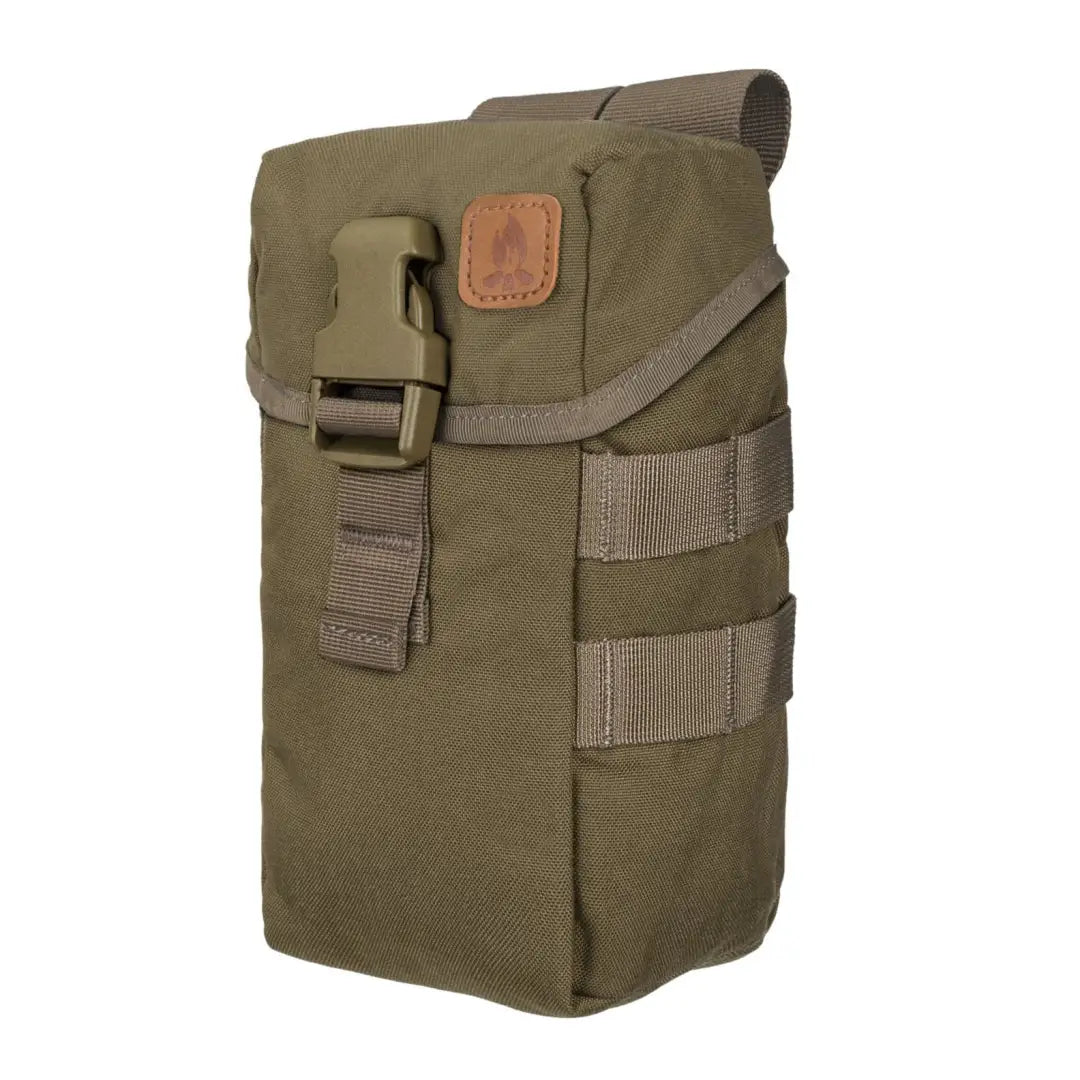 Olive green Helikon-Tex Water Canteen Pouch with straps and buckles for tactical use