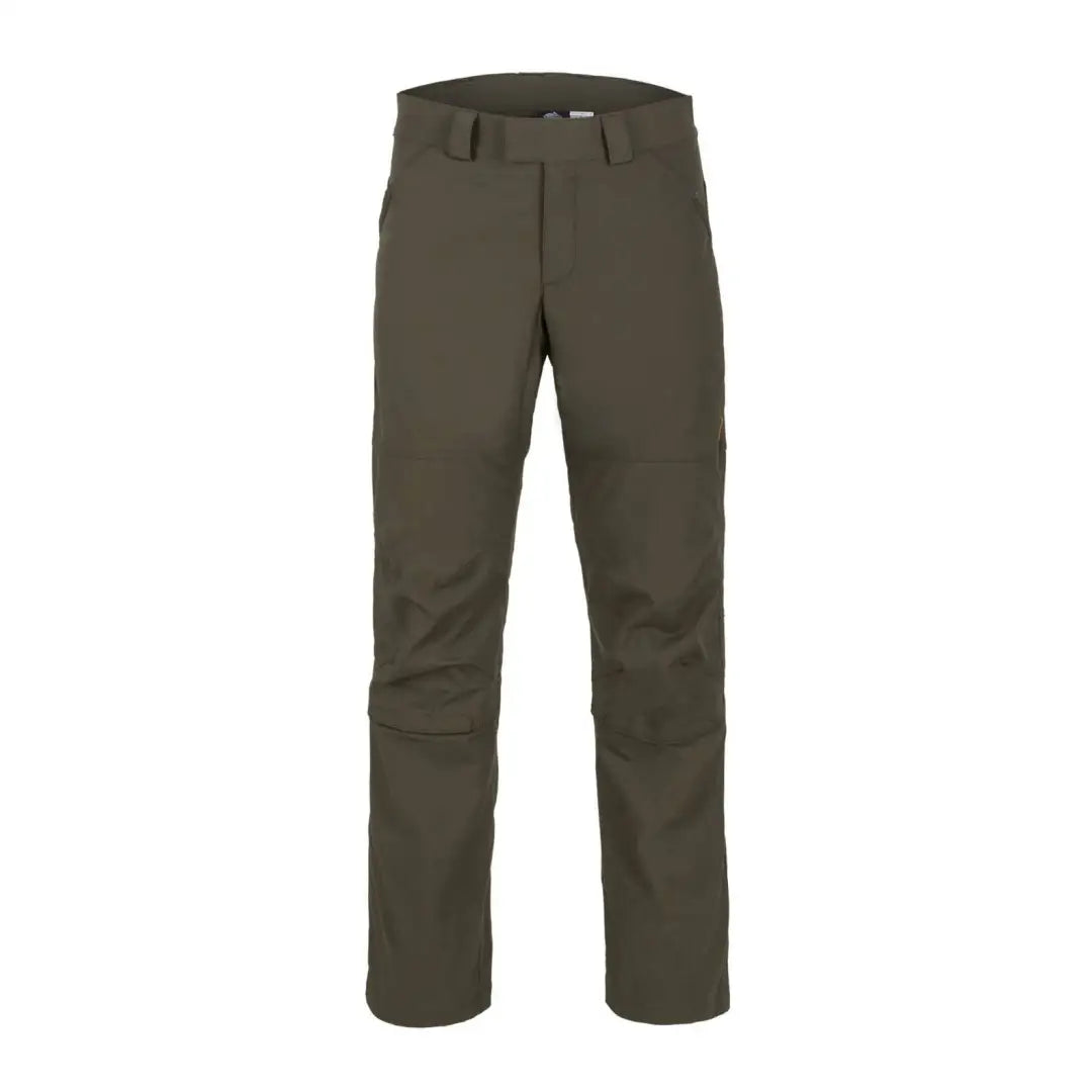 Olive green Helikon-Tex Woodsman Pants with reinforced knees for outdoor enthusiasts