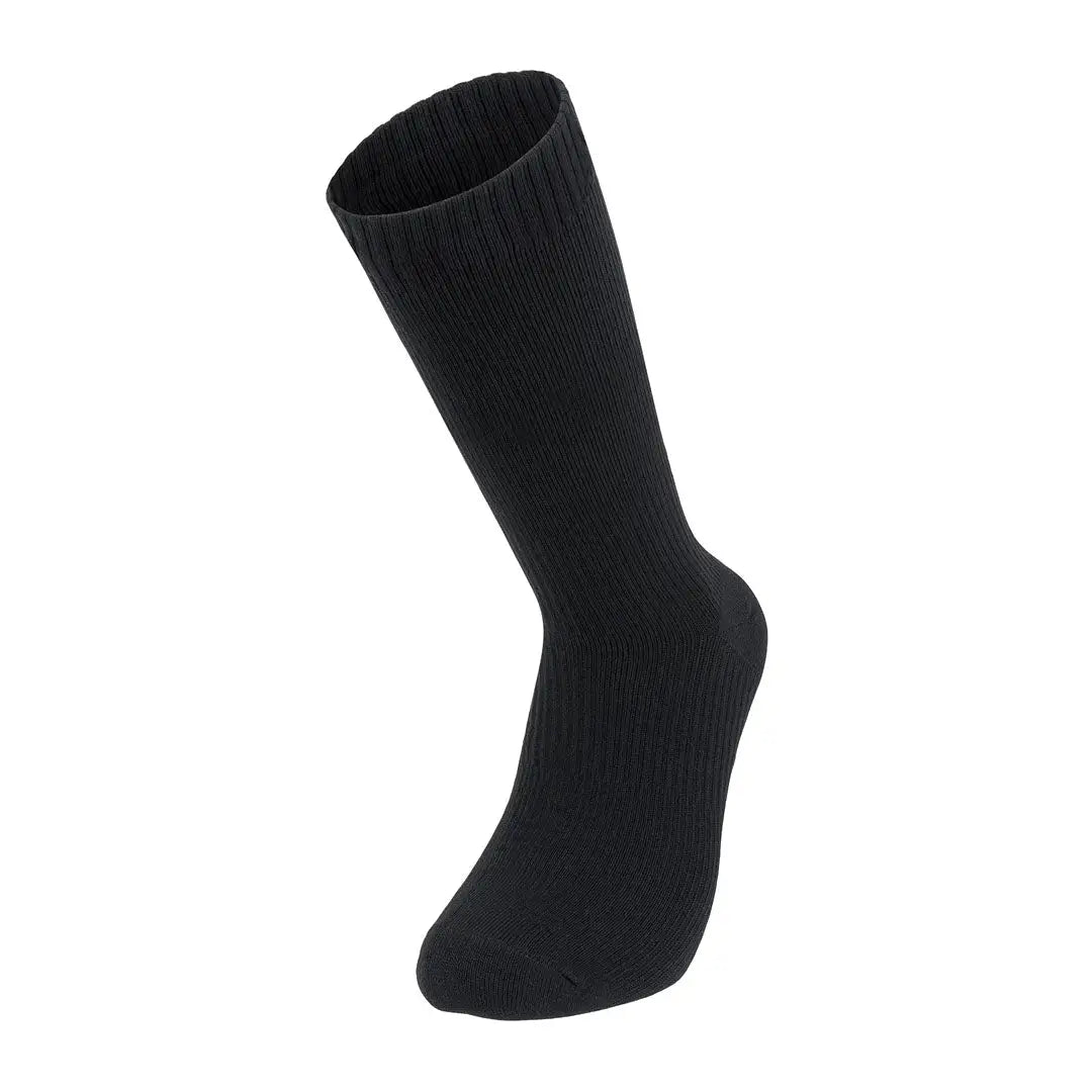 Black dress sock standing tall, perfect for Highlander 100% Waterproof Socks for outdoors