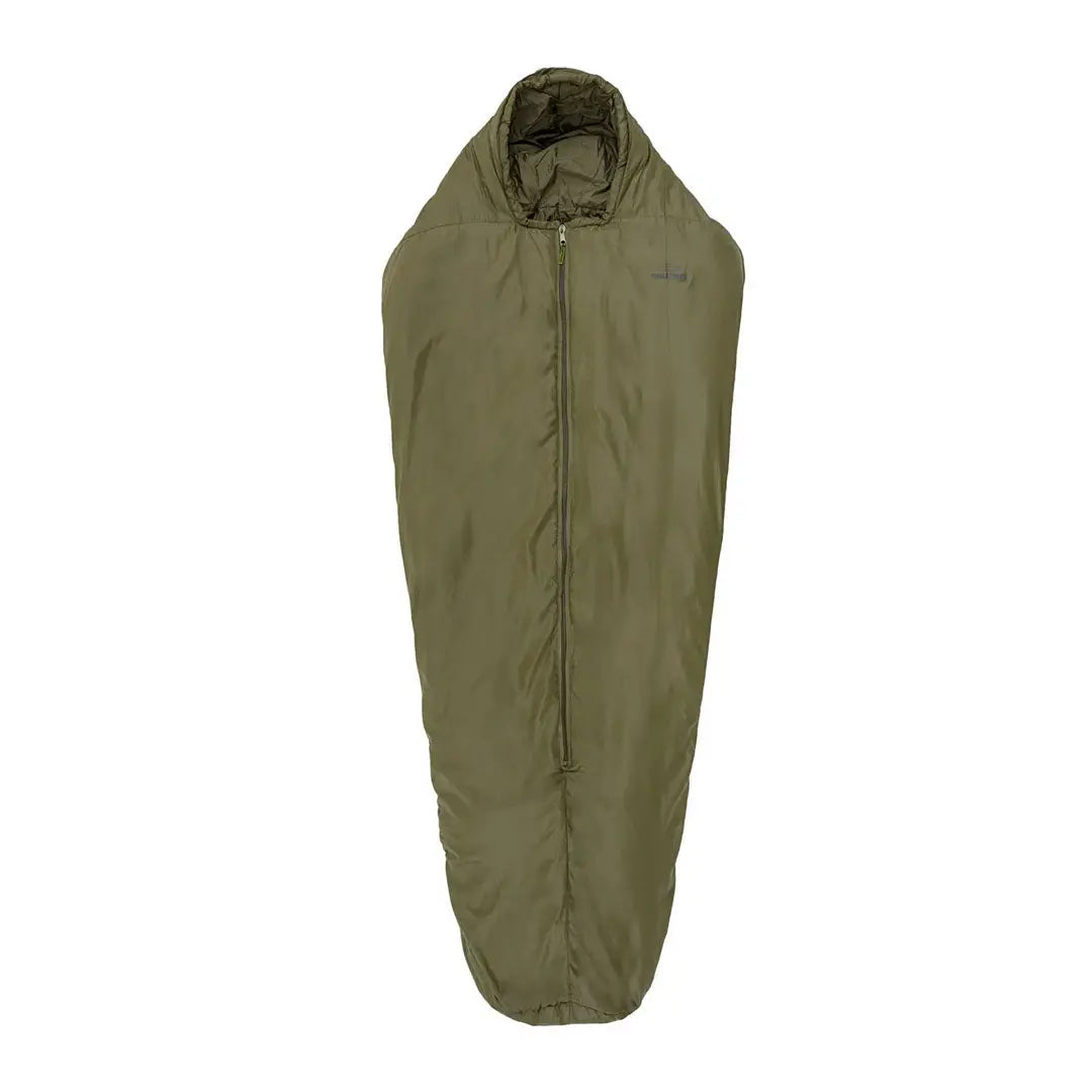 Olive green Highlander Challenger 400 sleeping bag with full-length zipper for outdoor adventures