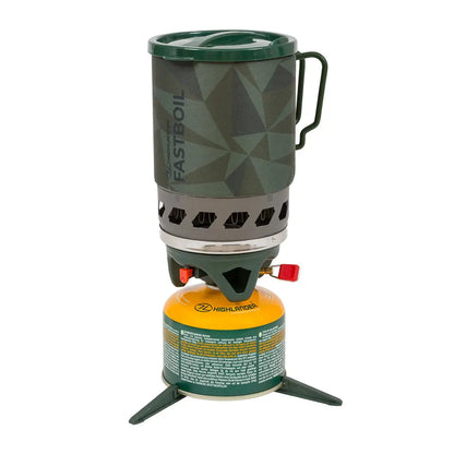 Portable gas stove with cooking pot, fits snugly inside the Highlander Fastboil 3