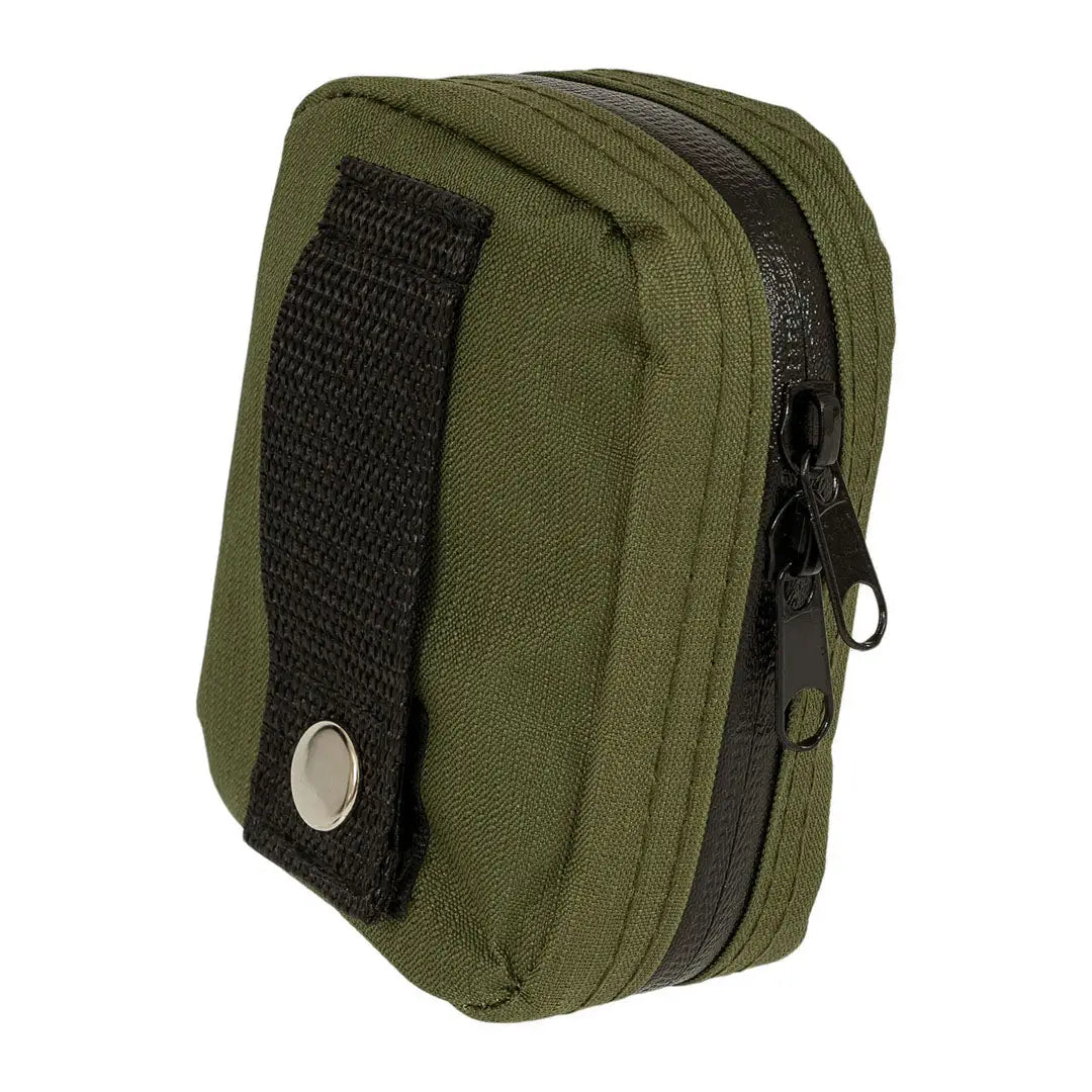 Olive green tactical pouch with black zipper, perfect for your Highlander First Aid Midi Pack