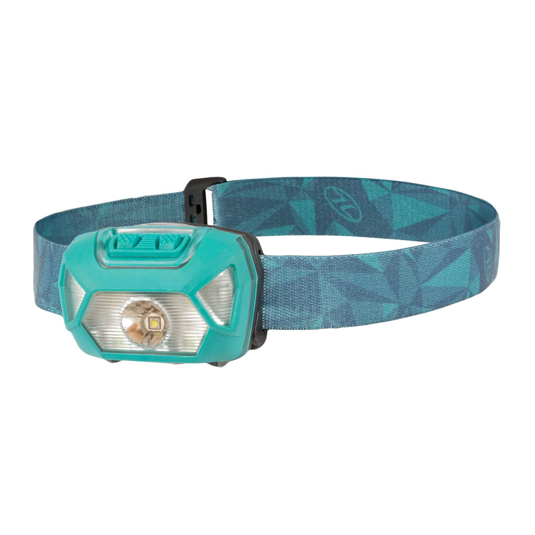 Teal Highlander Hadar Rechargeable Head Torch with a stylish patterned band