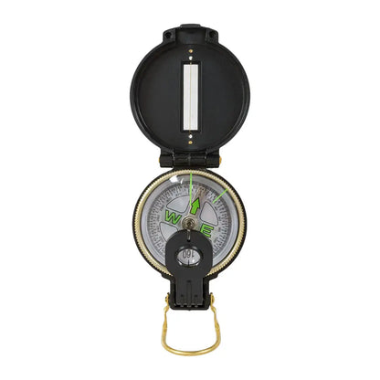 Handheld Highlander Lensatic Compass with black casing, perfect for country clothing and hunting