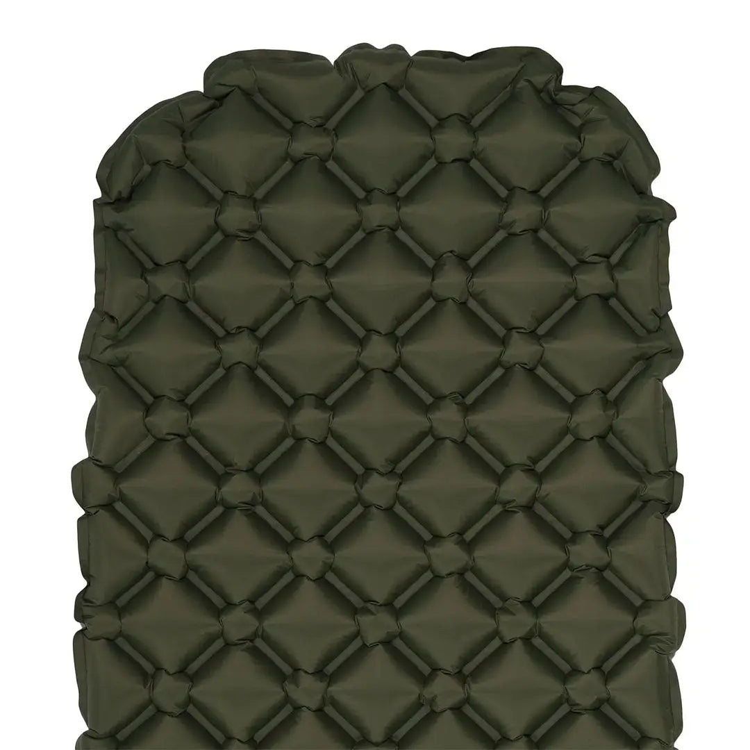 Inflatable sleeping mat in dark green with diamond pattern from Highlander NAP-PAK