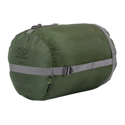 Green Highlander Phoenix Ember 250 Sleeping Bag with compression strap for outdoor adventures