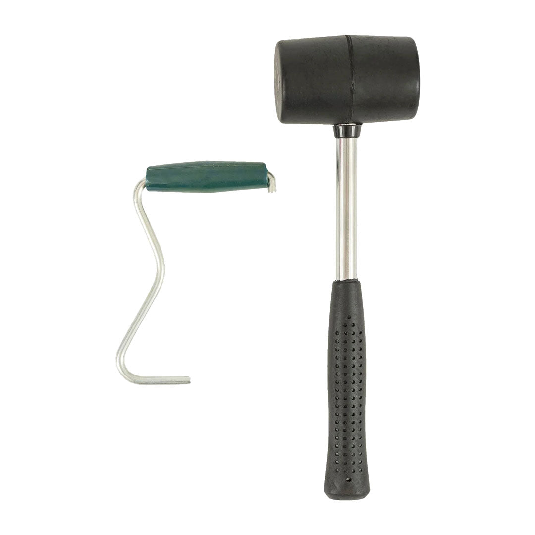 Black rubber mallet and paint roller handle for Highlander Rubber Tent Mallet & Puller