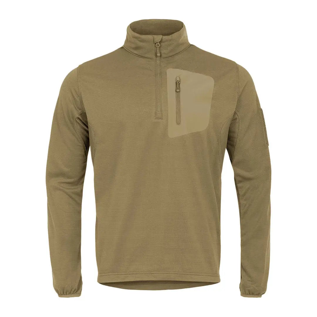 Tan Highlander Tactical Hirta Fleece quarter-zip pullover with chest pocket