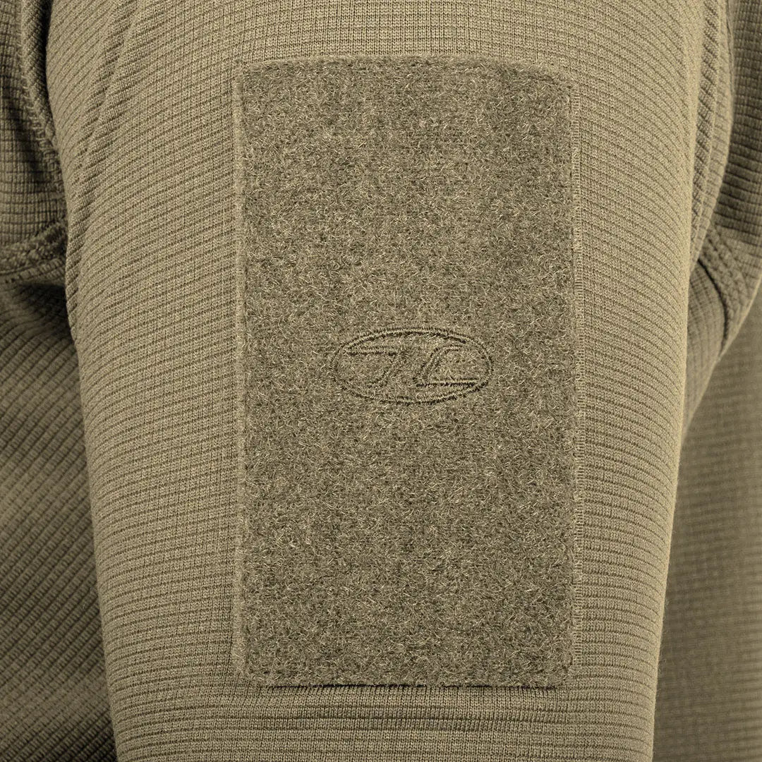 Velcro patch on the sleeve of Highlander Tactical Hirta Fleece, a top tactical fleece offer