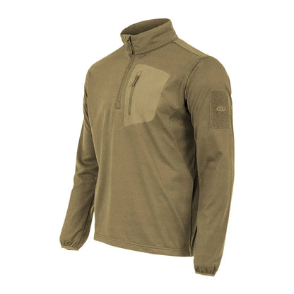 Tan Highlander Tactical Hirta Fleece pullover jacket with quarter-zip and chest pocket