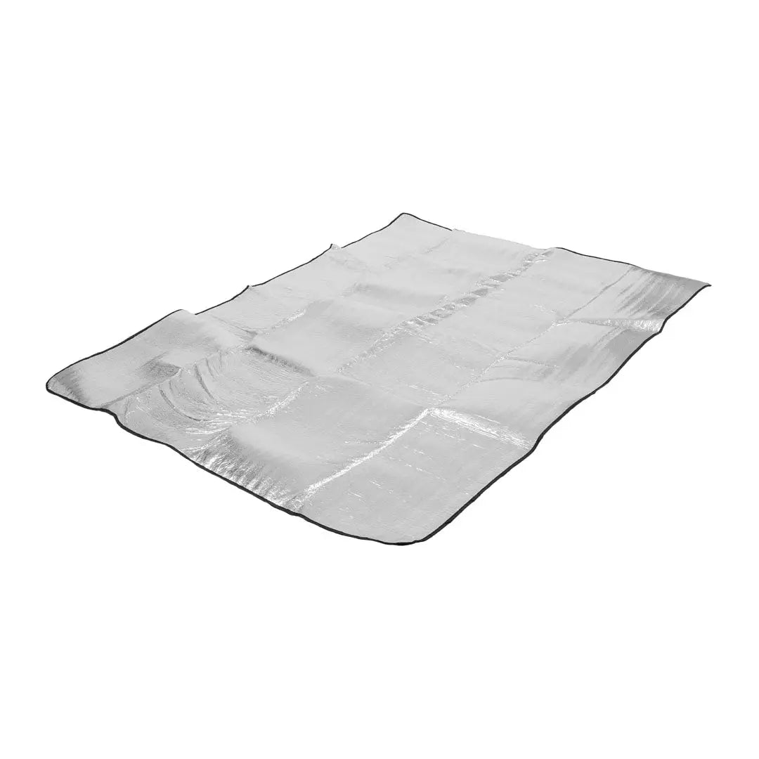 Wrinkled white Highlander Thermo Survival Blanket, great for country clothing and hunting