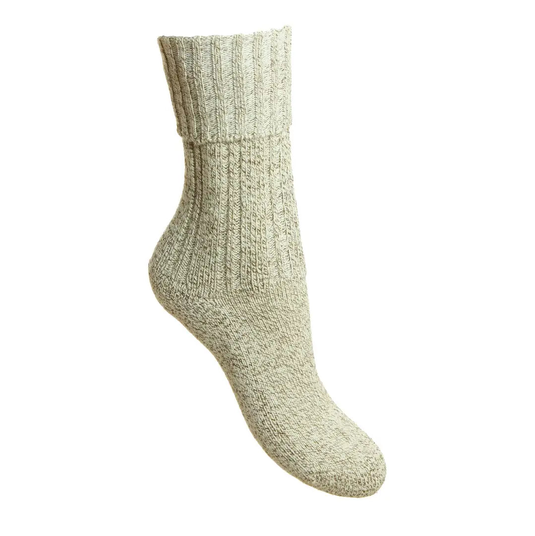 Thick ribbed light beige HJ Hall Cotton Rich Outdoor Boot Sock, perfect stylish cotton boot socks