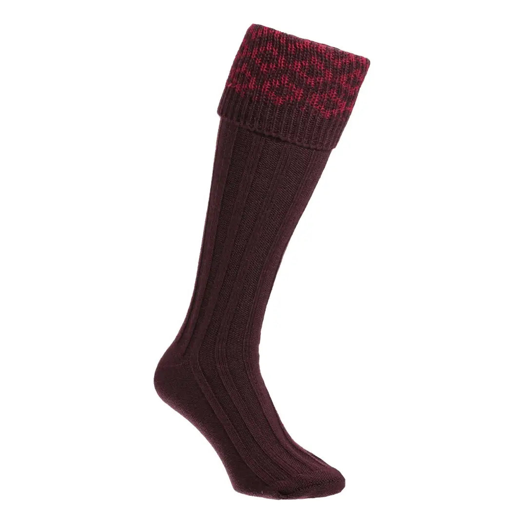 Burgundy HJ Hall patterned top shooting socks perfect for outdoor pursuits