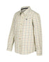 Cream-colored Ambassador Junior Tattersall Shirt with a brown checkered pattern