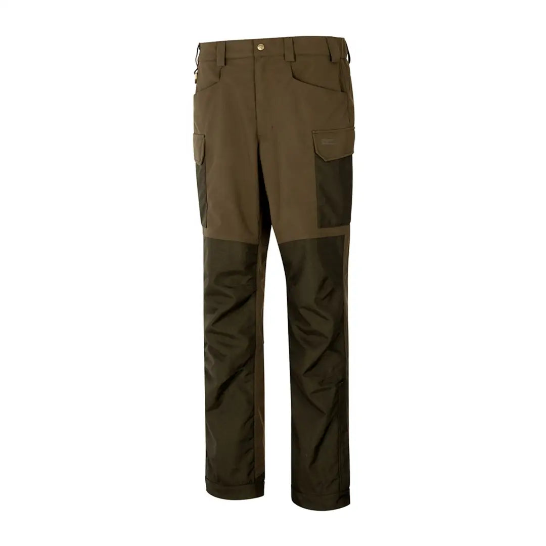 Olive green Hoggs of Fife Ballater Trousers for outdoor adventures, with pockets and reinforced knees