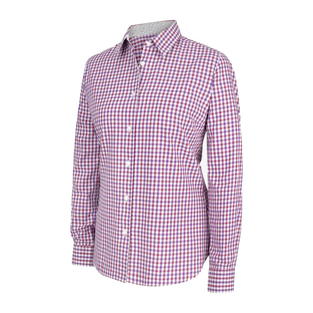 Purple and white gingham check Becky II Ladies Cotton Shirt from Hoggs Of Fife