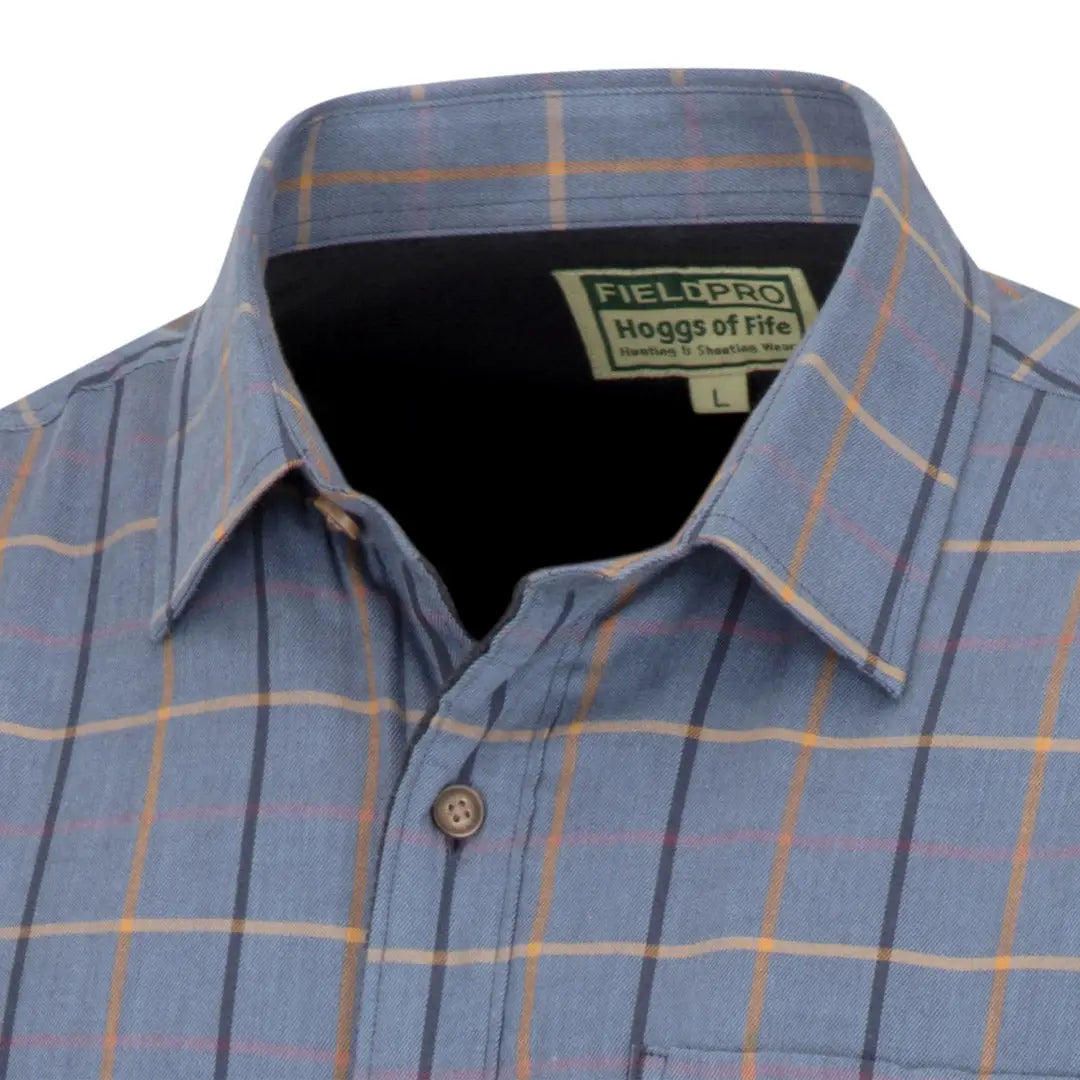 Blue plaid Hoggs of Fife shirt with contrast microfleece lining for warmth and style