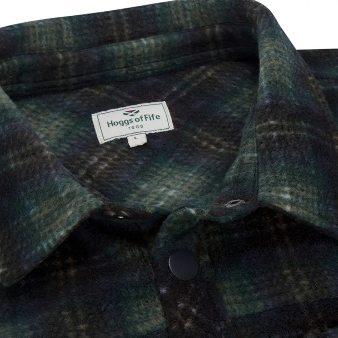 Plaid flannel shirt with visible Hoggs of Fife label on Broxburn Fleece Shacket