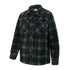 Dark green and black plaid flannel Broxburn Fleece Shacket with button-up front