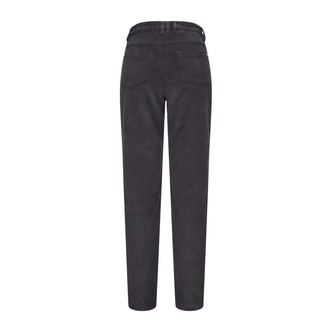 Dark gray flat front ladies Ceres stretch cord jeans with a stylish straight leg