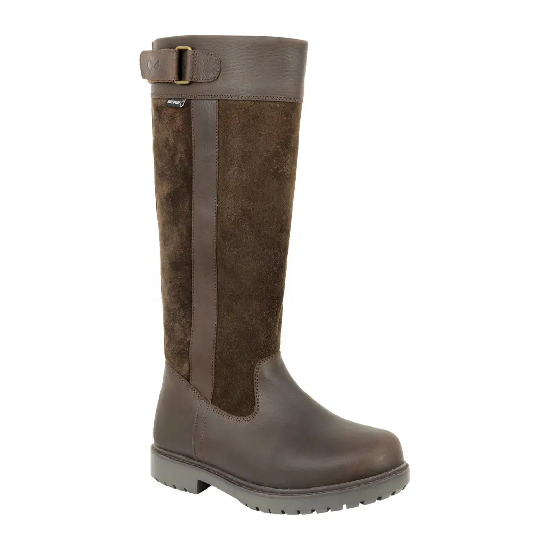 Tall brown leather and suede Hoggs of Fife Cleveland II riding boots for country clothing