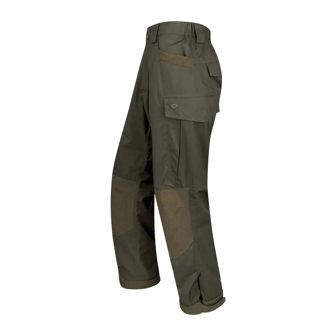 Olive green Hoggs of Fife Culloden Waterproof Trousers with pockets and reinforced knees