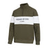 Olive green and white gents quarter zip sweatshirt with HOGGS OF FIFE Est 1888 print