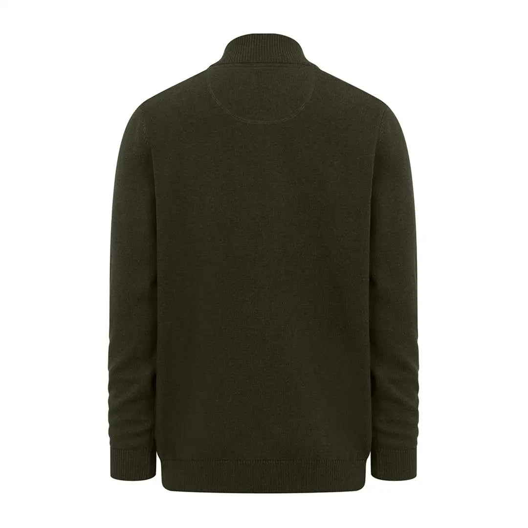 Dark green zip pullover sweater with a mock turtleneck for country clothing and hunting