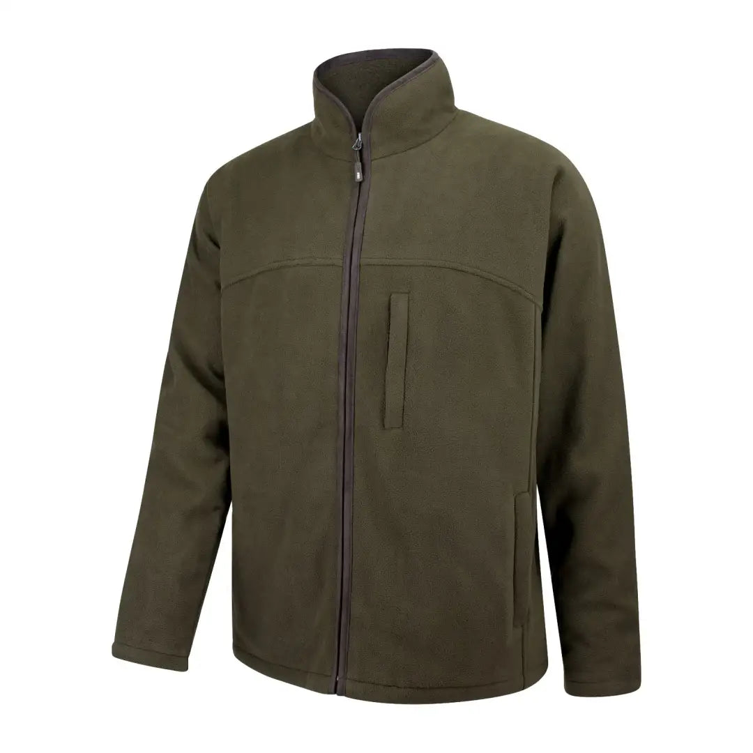 Olive green Ghillie II waterproof fleece jacket with stand-up collar and zipper