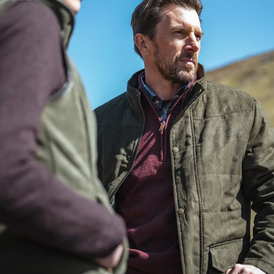 Middle-aged man in green Hoggs Of Fife Glenesk Jacket, perfect for country clothing outdoors