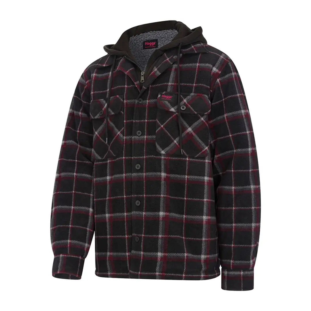 Plaid flannel shirt jacket in dark colors, perfect for your Granite Hooded Work Fleece