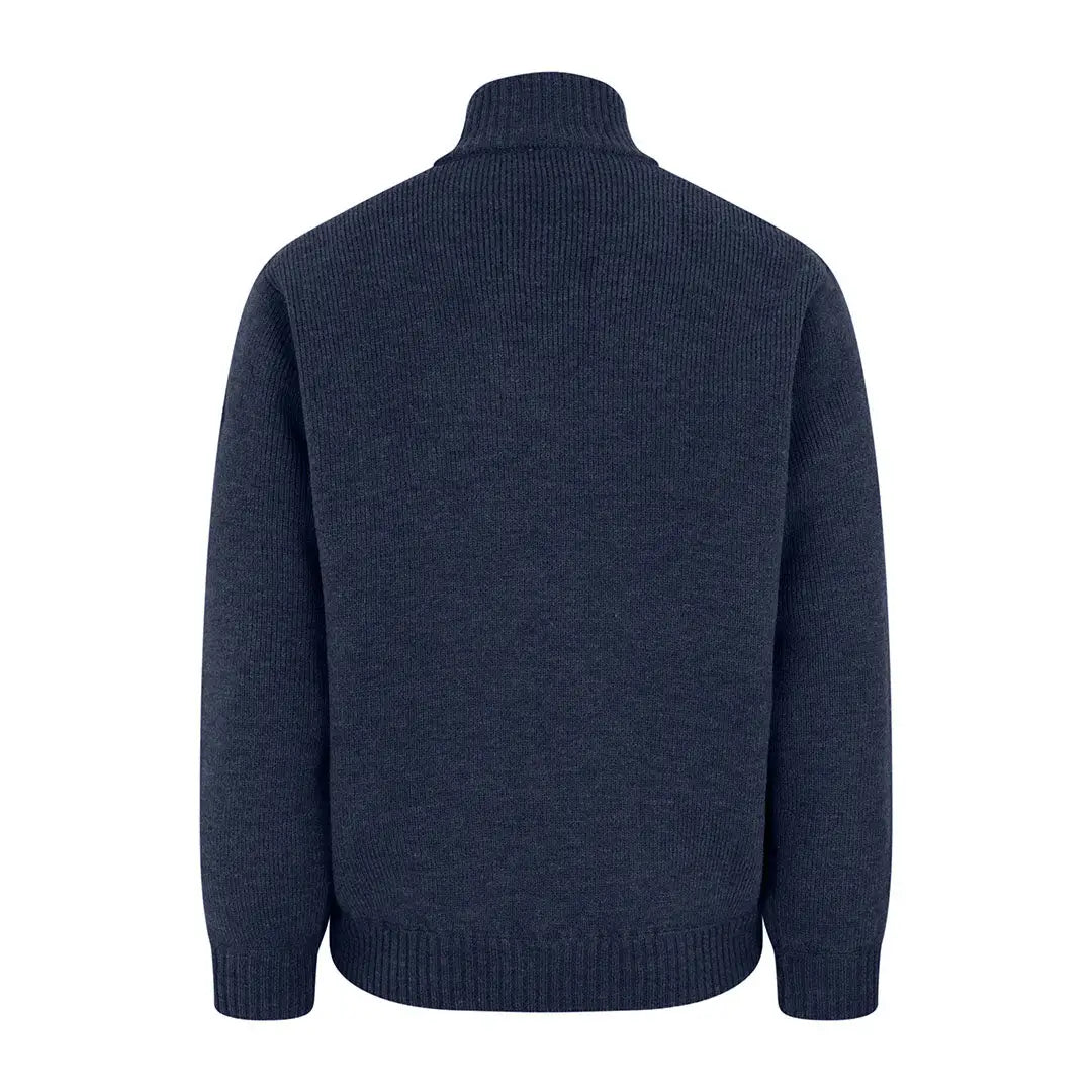 Navy blue knit sweater with high collar from Hoggs Of Fife Hebrides II Zip Neck Windproof