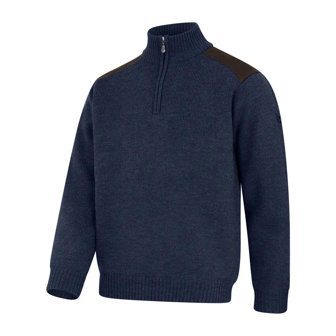 Navy blue Knit Sweater with quarter-zip collar from Hoggs Of Fife Hebrides II Zip