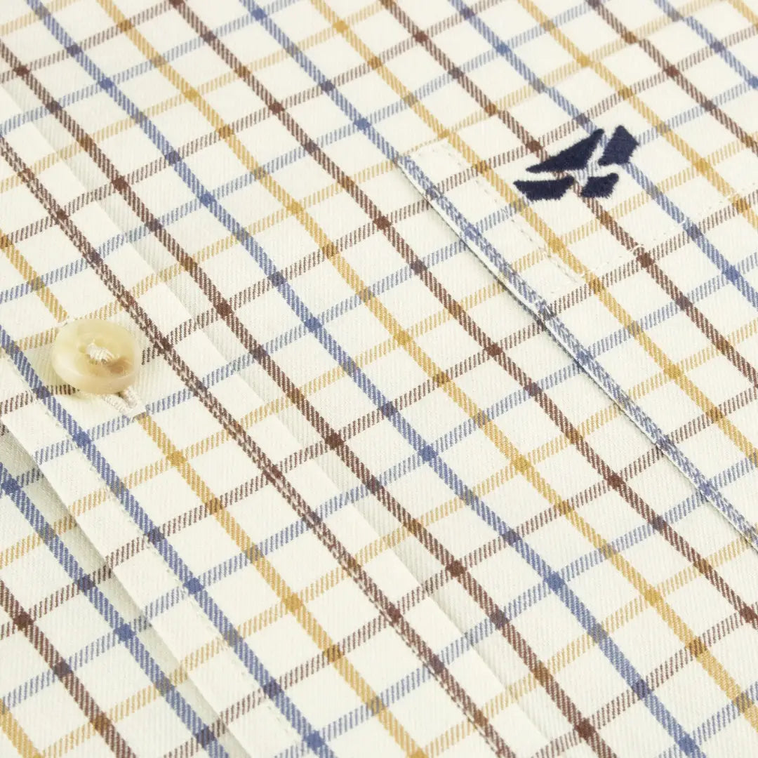 Checkered fabric with a button on the Hoggs Of Fife Inverness Tattersall Shirt