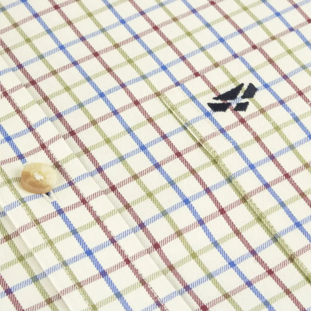 Plaid fabric with a small dark stain on Hoggs Of Fife Inverness Tattersall Shirt