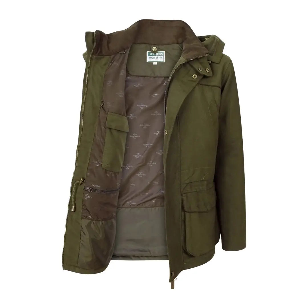 Olive green Fife Kincraig waterproof field jacket with zip front and pockets