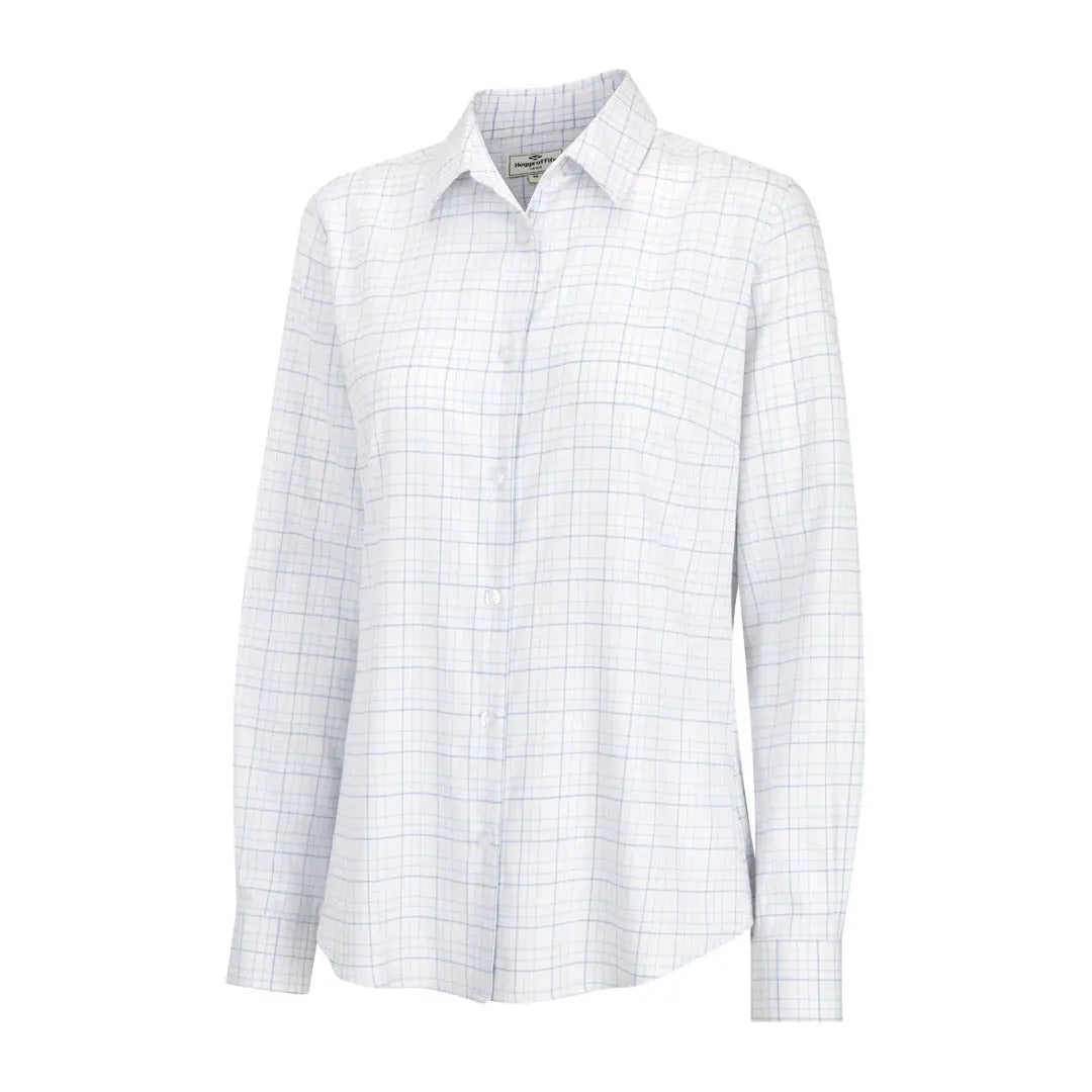 White button-up shirt with gray grid pattern from Hoggs of Fife Ladies Callie Twill