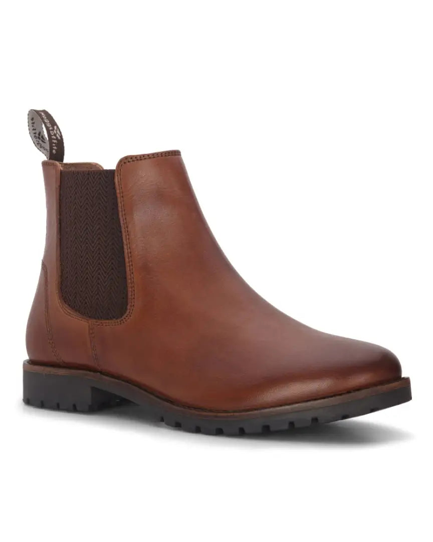 Brown leather Chelsea boot with a rugged sole from Hoggs Of Fife Ladies Jodhpur Dealer Boots