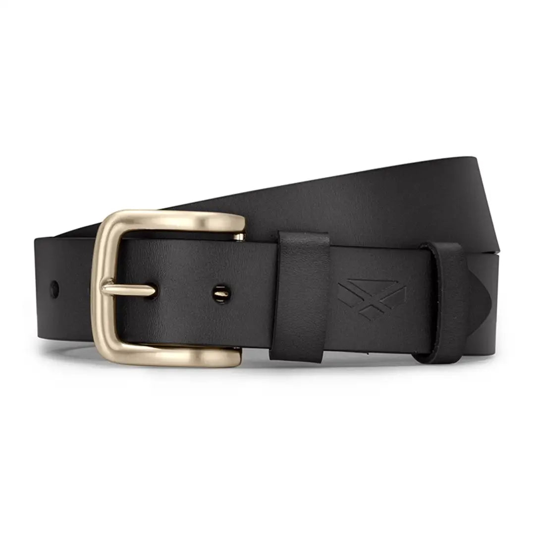 Black leather belt with brass buckle from Hoggs Of Fife Luxury Leather collection