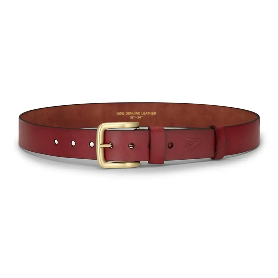 Red leather belt with brass buckle from Hoggs Of Fife Luxury Leather collection