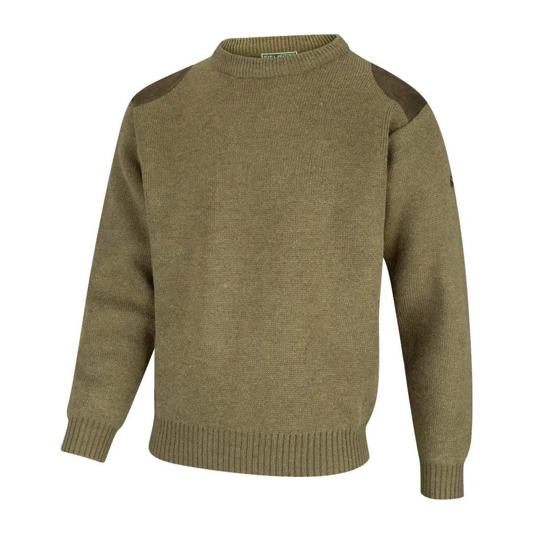 Olive green knit crew neck sweater from the Fife Melrose Hunting collection